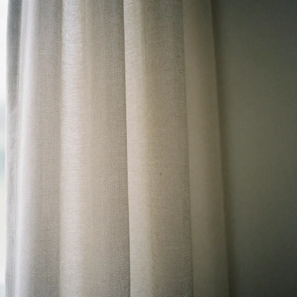 Close-up of premium linen curtain fabric texture